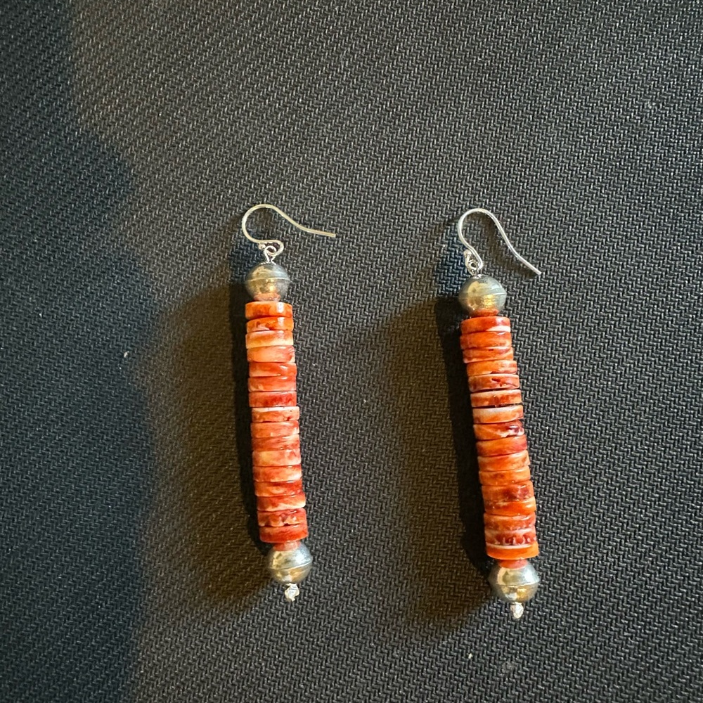 Handmade “One of a Kind” Orange Spiny Oyster & Sterling Silver Earrings